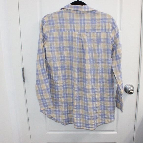 Princess Polly Shirt Women's Sz 2 Plaid Button Front Long Sleeve Purple/Cream - Picture 3 of 3